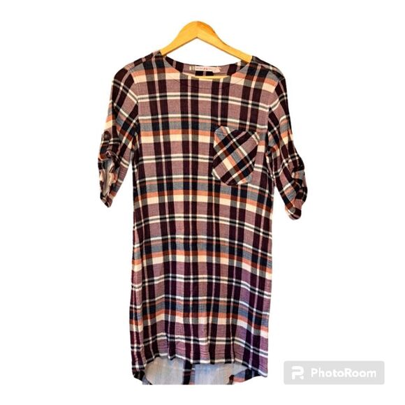 Chelsea & Violet Purple Tartan Design Preppy Plaid Mini Dress Size S - Picture 1 of 12